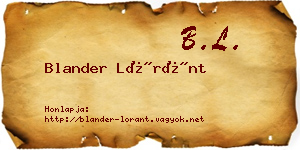 Blander Lóránt névjegykártya